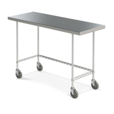 Metro Space Saver Stainless Steel Space Saver Mobile Worktable with Bottom 3-Sided Frame, 24" x 36" x 34"