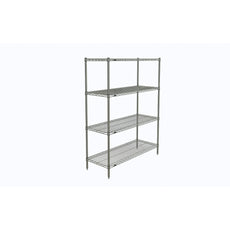 Super Erecta 4-Tier Starter Unit, Chrome, 18" x 48" x 63"