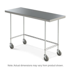 Metro Space Saver Stainless Steel Space Saver Mobile Worktable with Bottom 3-Sided Frame, 24" x 60" x 34"