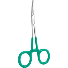 Excelta 38PH 6" Curved Stainless Steel Hemostat with Serrated Jaws and Vinyl Handles - 38PH