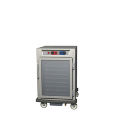 C5 9 Series Pass-Thru Heated Holding Cabinet, 1/2 Height, Aluminum, Full Length Clear Door/Full Length Solid Door, Lip Load Aluminum Slides