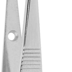 Excelta F-2-SE 0.030" 90° Curved Stainless Steel Dressing Forceps with Serrated Tip - F-2-SE