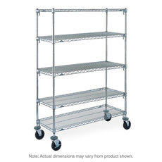 Super Adjustable Super Erecta 5-Tier Stem Caster Cart, Chrome, 18" x 48" x 67.875"