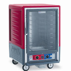 C5 3 Series Holding Cabinet with Insulation Armour, 1/2 Height, Combination Module, Full Length Clear Door, Lip Load Aluminum Slides, 120V, 2000W, Red