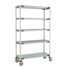 MetroMax i 5-Tier Stem Caster Cart, Solid Bottom Shelf, 18" x 48" x 79.3125"