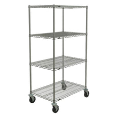 Super Erecta 4-Tier Stem Caster Cart, Chrome, 24" x 36" x 67.875"