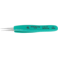 Excelta 3-SA-ET Ergo-Tweeze .0070" x .0040" Very Fine Point Neverust Anti-magnetic Stainless Steel Ergo Tweezer