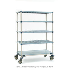 MetroMax Q 5-Tier Stem Caster Cart, Solid Bottom Shelf, 18" x 60" x 79.3125"