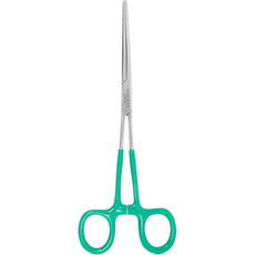 Excelta 39PH 8" Straight Stainless Steel Hemostat with Serrated Jaws and Vinyl Handles - 39PH