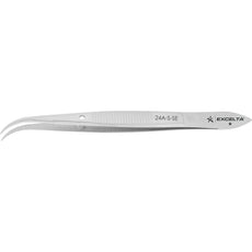 Excelta 24A-S-SE Curved Broad Strong Serrated Medium Tip Stainless Steel Tweezer