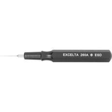 Excelta 260A-ESD 2.5" Miniature Stainless Steel Oiling Spatula with Black Aluminum Handle - 260A-ESD