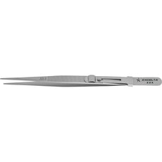 Excelta JLS-3 .0475" Straight Stainless Steel Gemology Forceps with Medium Serrated Tip and Slide Lock