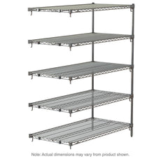 Super Adjustable Super Erecta 5-Tier Add-On Unit, Chrome, 21" x 42" x 74"