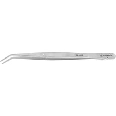 Excelta 24-SA-SE 6" Broad Strong Angled Serrated Tip Anti-Magnetic Stainless Steel Tweezer