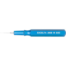 Excelta 260B-ESD 2.5" Miniature Stainless Steel Oiling Spatula with Blue Aluminum Handle  - 260B-ESD