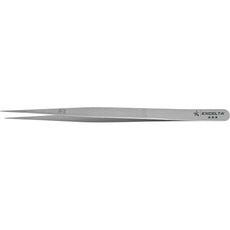 Excelta JS-2 .016" Straight Stainless Steel Gemology Forceps with Extra Fine Serrated Tip - JS-2