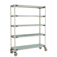 MetroMax i 5-Tier Stem Caster Cart, Solid Bottom Shelf, 18" x 60" x 79.3125"