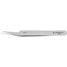 Excelta 51-S Bent Very Fine Point Stainless Steel Tweezer