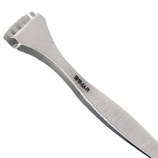 Excelta 591B-SA-PI 5-Tooth Upper Paddle with 20ø Bent Handle Anti-magnetic Stainless Steel Wafer Handling Tweezer