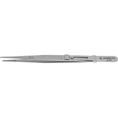 Excelta JLS-4 .0475" Straight Stainless Steel Gemology Forceps with Medium Serrated Tip and Slide Lock