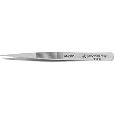 Excelta M-00D Tweezer .013" x .004" Straight Medium Point with Serrated Point Carbon Steel