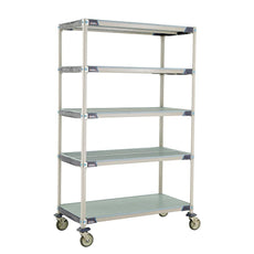 MetroMax i 5-Tier Stem Caster Cart, Solid Bottom Shelf, 24" x 48" x 79.3125"