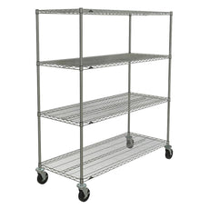 Super Erecta 4-Tier Stem Caster Cart, Chrome, 24" x 60" x 67.875"