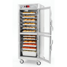 C5 8 Series Pass-Thru Heated Holding Cabinet, Full Height, Aluminum, Dutch Clear Doors/Dutch Solid Doors, Universal Wire Slides