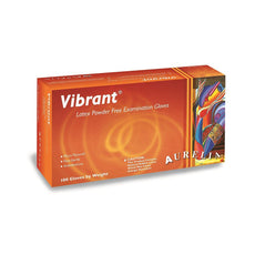 VIBRANT® Latex Gloves, (Medium) Exam, Powder Free, Chlorinated, Micro Textured (100 Gloves/Box)