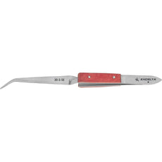 Excelta 30-S-SE Large Curved Serrated Tip Stainless Steel Reverse Action Tweezer with Fiber Handles