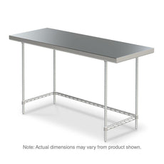 Metro Space Saver Stainless Steel Space Saver Stationary Worktable with Bottom 3-Sided Frame, 24" x 48" x 34"