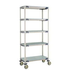 MetroMax i 5-Tier Stem Caster Cart, Solid Bottom Shelf, 18" x 36" x 79.3125"