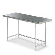 Metro Space Saver Stainless Steel Space Saver Stationary Worktable with Bottom 3-Sided Frame, 24" x 36" x 34"