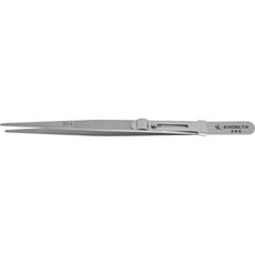 Excelta JLS-6 .071" Straight Stainless Steel Gemology Forceps with Large Serrated Tip and Slide Lock