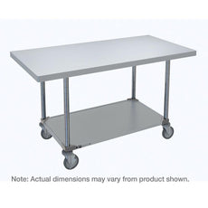 Metro HD Super Stainless Steel Mobile Worktable with Galvanized Bottom Shelf, 30" x 72" x 34"