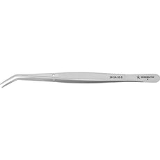 Excelta 24-8-SA-SE 8" Broad Strong Angled Serrated Tip Anti-Magnetic Stainless Steel Tweezer