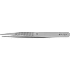 Excelta 00D .018" x .010" Straight Strong Serrated Tip Carbon Steel Tweezer