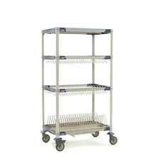 MetroMax i Mobile Drying Rack with Two Drop-Ins, One Tray Rack, One Bulk Shelf and Drip Tray, 26" x 38" x 68"