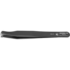 Excelta 15A-C Angled Short Fine Point Carbon Steel Tweezer