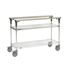 PrepMate MultiStation, 48", Solid Galvanized top shelf and Brite Zinc Wire bottom shelf with Chrome posts