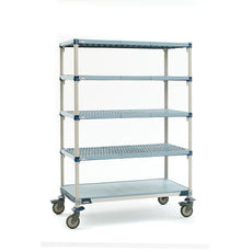 MetroMax Q 5-Tier Stem Caster Cart, Solid Bottom Shelf, 18" x 36" x 79.3125"