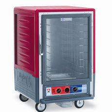 C5 3 Series Holding Cabinet with Insulation Armour, 1/2 Height, Moisture Module, Full Length Clear Door, Fixed Wire Slides, 120V, 2000W, Red