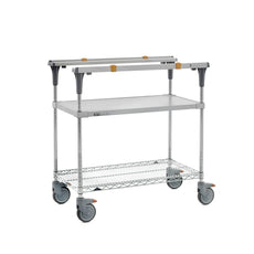 PrepMate MultiStation, 36", Solid Galvanized top shelf and Brite Zinc Wire bottom shelf with Chrome posts