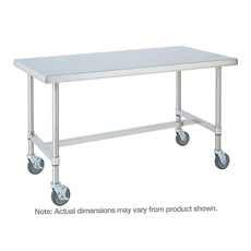 Metro HD Super Stainless Steel Mobile Worktable with Bottom H-Frame, 30" x 60" x 34"