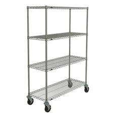 Super Erecta 4-Tier Stem Caster Cart, Chrome, 18" x 48" x 67.875"