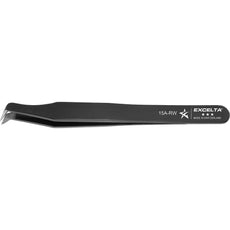 Excelta 15A-RW Angled Short Round Tip Carbon Steel Cutting Tweezer