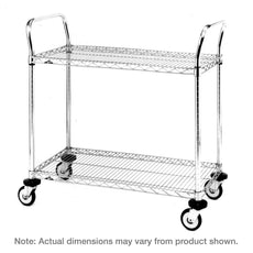 MW Series Utility Cart with 2 Chrome Wire Shelves, 24" x 36" x 39"