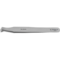 Excelta 15A-GW-M 4.5" Angled Fine Point Carbon Steel Tweezer